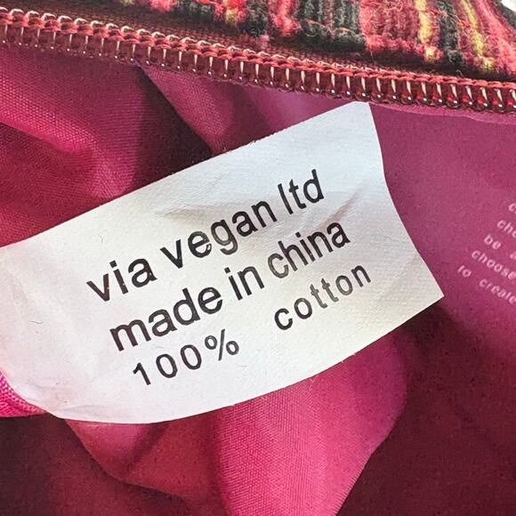 Matt & Nat Striped Handbag Vegan 100%  Cotton Burgundy and Pink Stripe - Picture 5 of 5